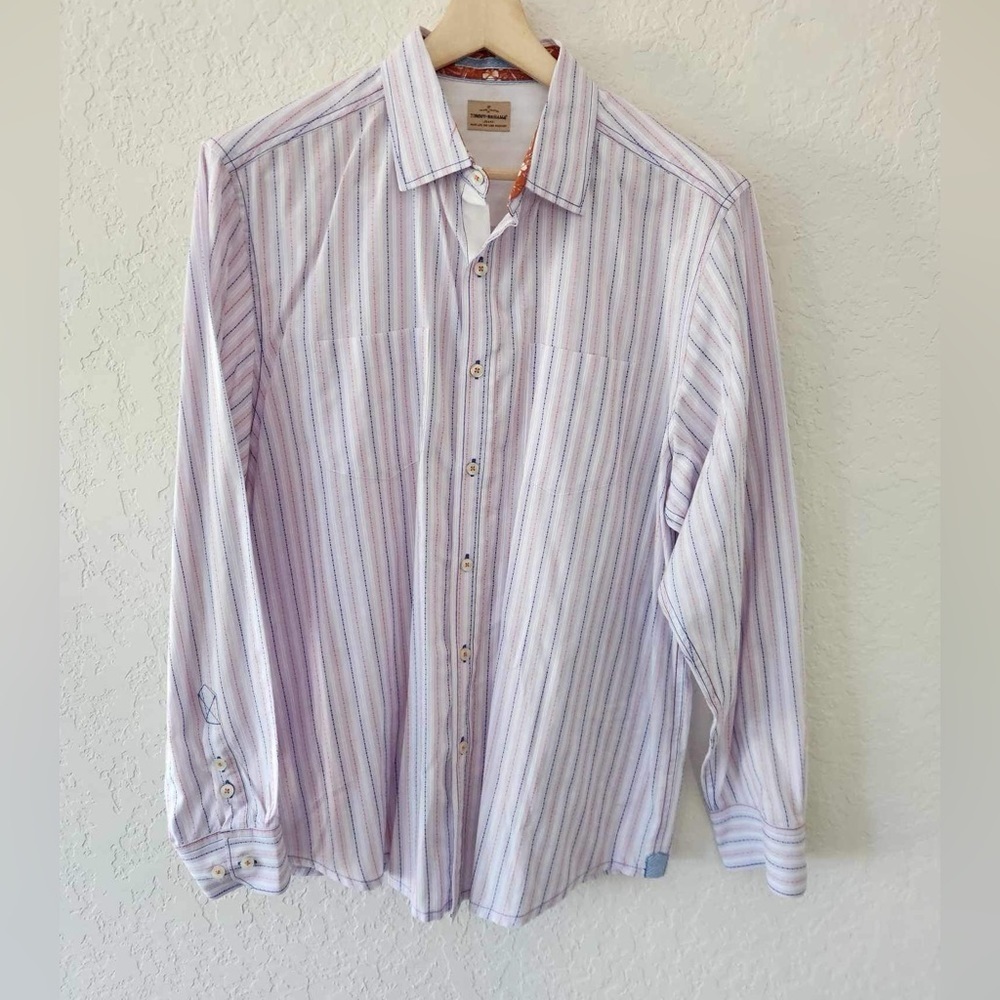 Tommy Bahama Striped Button Down Long Sleeve Size Large